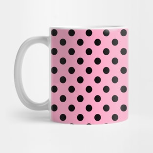 Black Polka Dots Pattern on Pink Background Mug